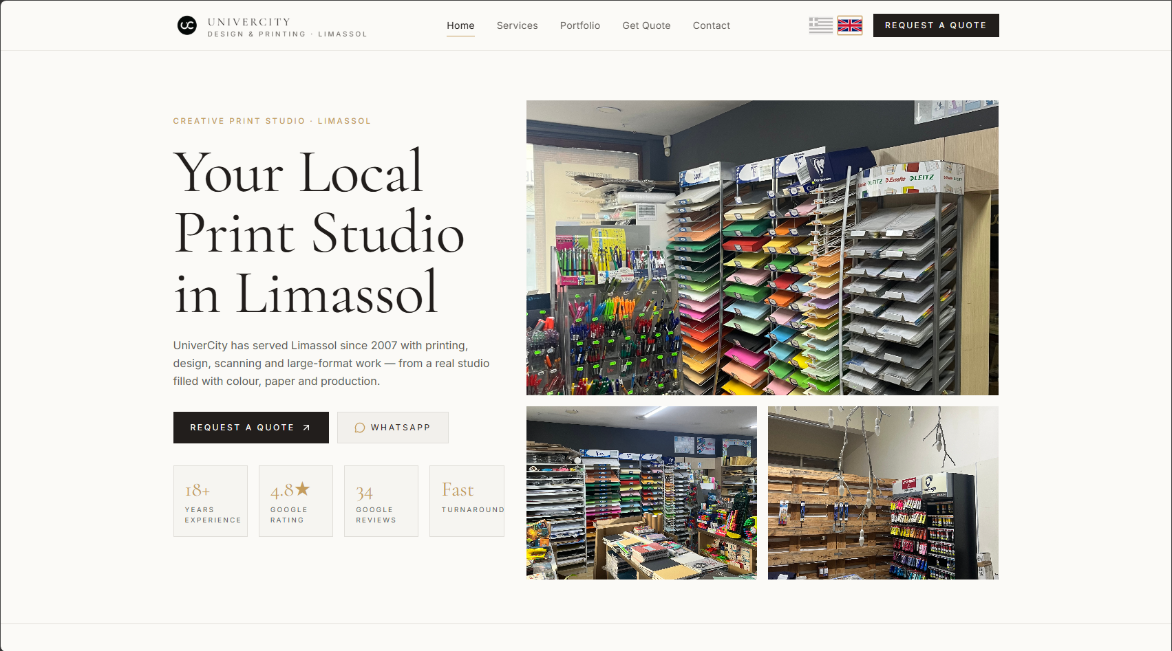 Univercity Print — premium website case study preview
